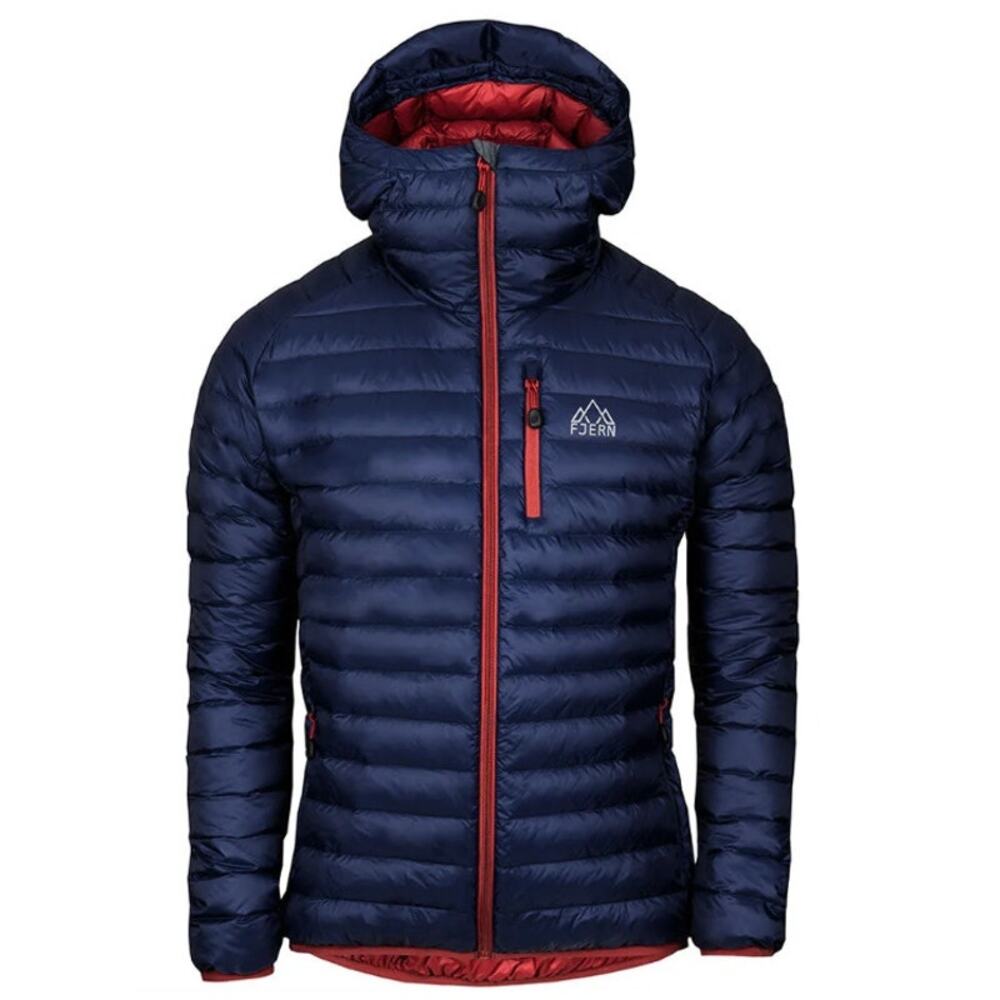 Fjern AKTIV Down Hooded Feather Puffer Jacket Navy Rust Medium